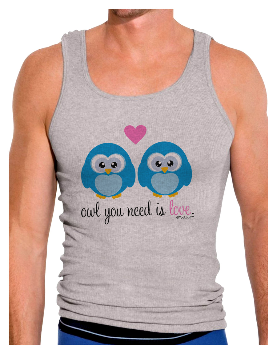 Owl You Need Is Love - Blue Owls Mens Ribbed Tank Top by TooLoud-Mens Ribbed Tank Top-TooLoud-White-Small-Davson Sales
