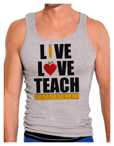 Live Love Teach Mens Ribbed Tank Top-Mens Ribbed Tank Top-TooLoud-Heather-Gray-Small-Davson Sales