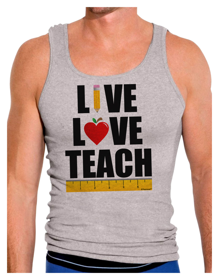 Live Love Teach Mens Ribbed Tank Top-Mens Ribbed Tank Top-TooLoud-White-Small-Davson Sales