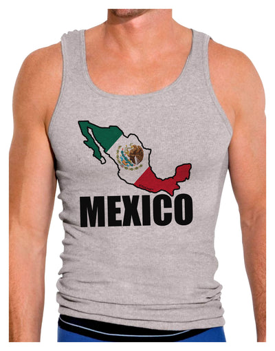 Mexico Outline - Mexican Flag - Mexico Text Mens Ribbed Tank Top by TooLoud-Mens Ribbed Tank Top-TooLoud-Heather-Gray-Small-Davson Sales