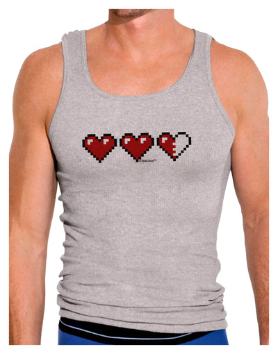 Couples Pixel Heart Life Bar - Left Mens Ribbed Tank Top by TooLoud-Mens Ribbed Tank Top-TooLoud-Heather-Gray-Small-Davson Sales