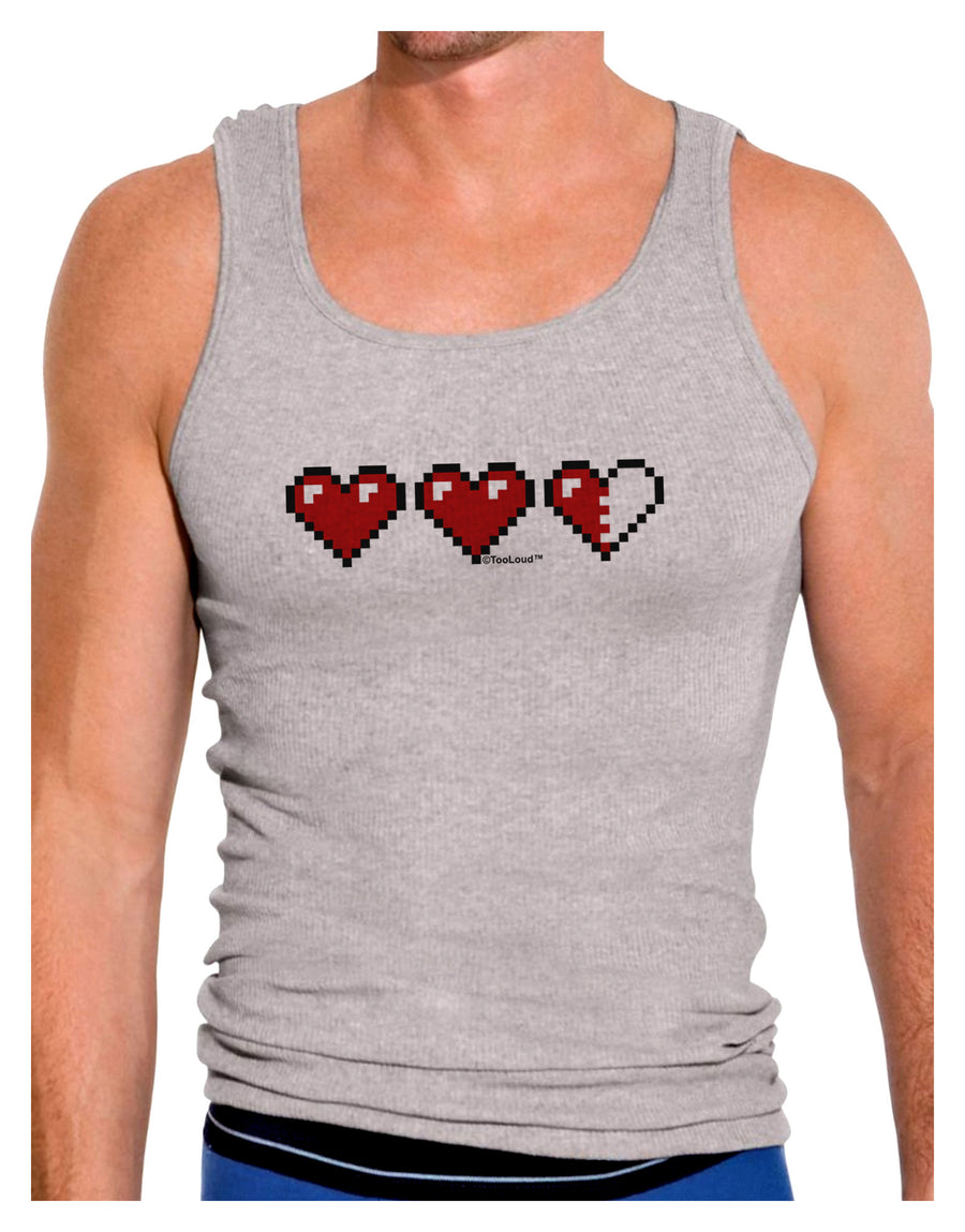 Couples Pixel Heart Life Bar - Left Mens Ribbed Tank Top by TooLoud-Mens Ribbed Tank Top-TooLoud-White-Small-Davson Sales