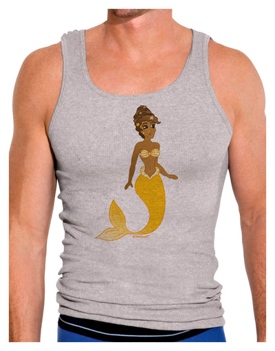 Mermaid Design - Yellow Mens Ribbed Tank Top-Mens Ribbed Tank Top-TooLoud-Heather-Gray-Small-Davson Sales