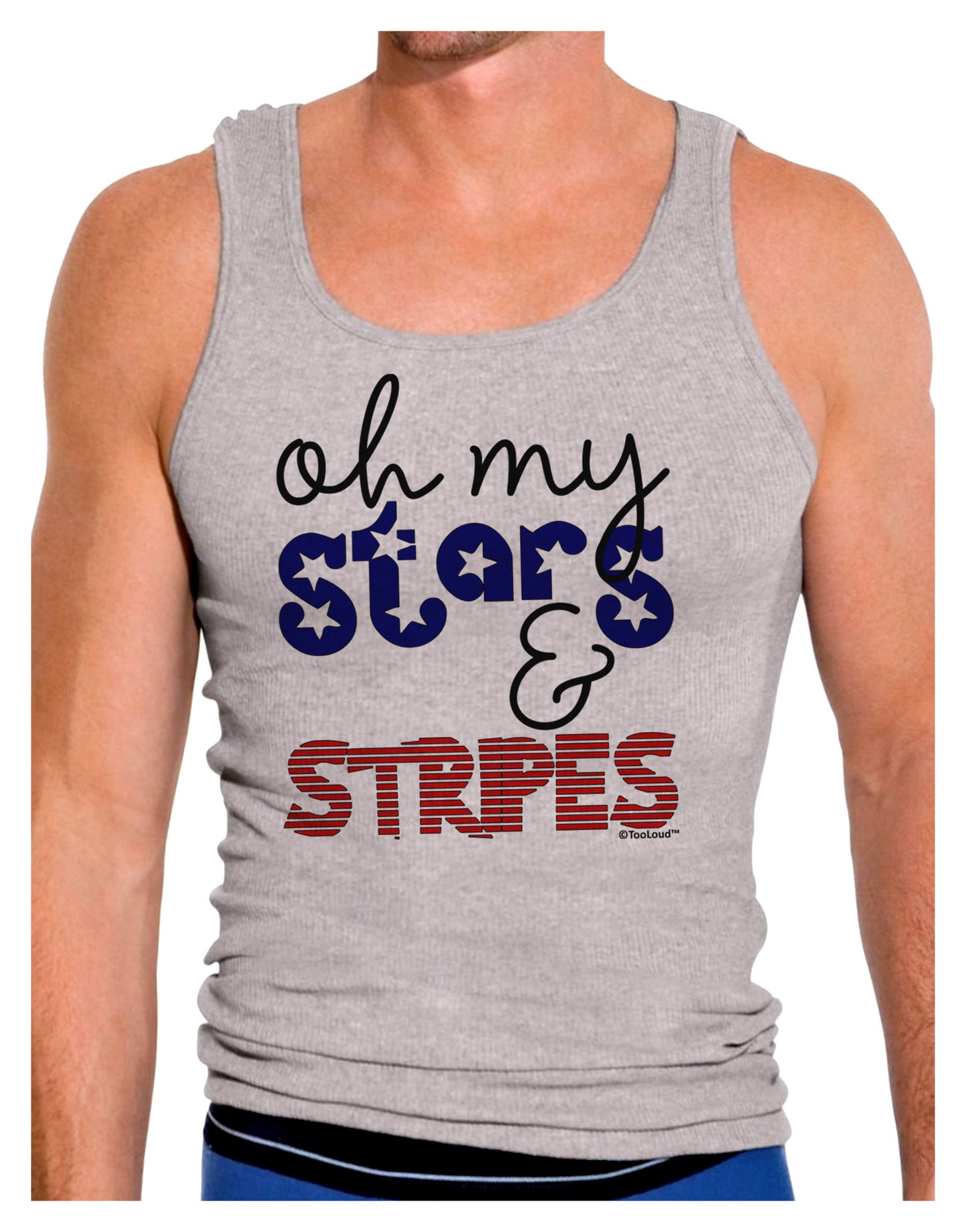 Oh My Stars and Stripes - Patriotic Design Mens Ribbed Tank Top-Mens Ribbed Tank Top-TooLoud-Heather-Gray-Small-Davson Sales
