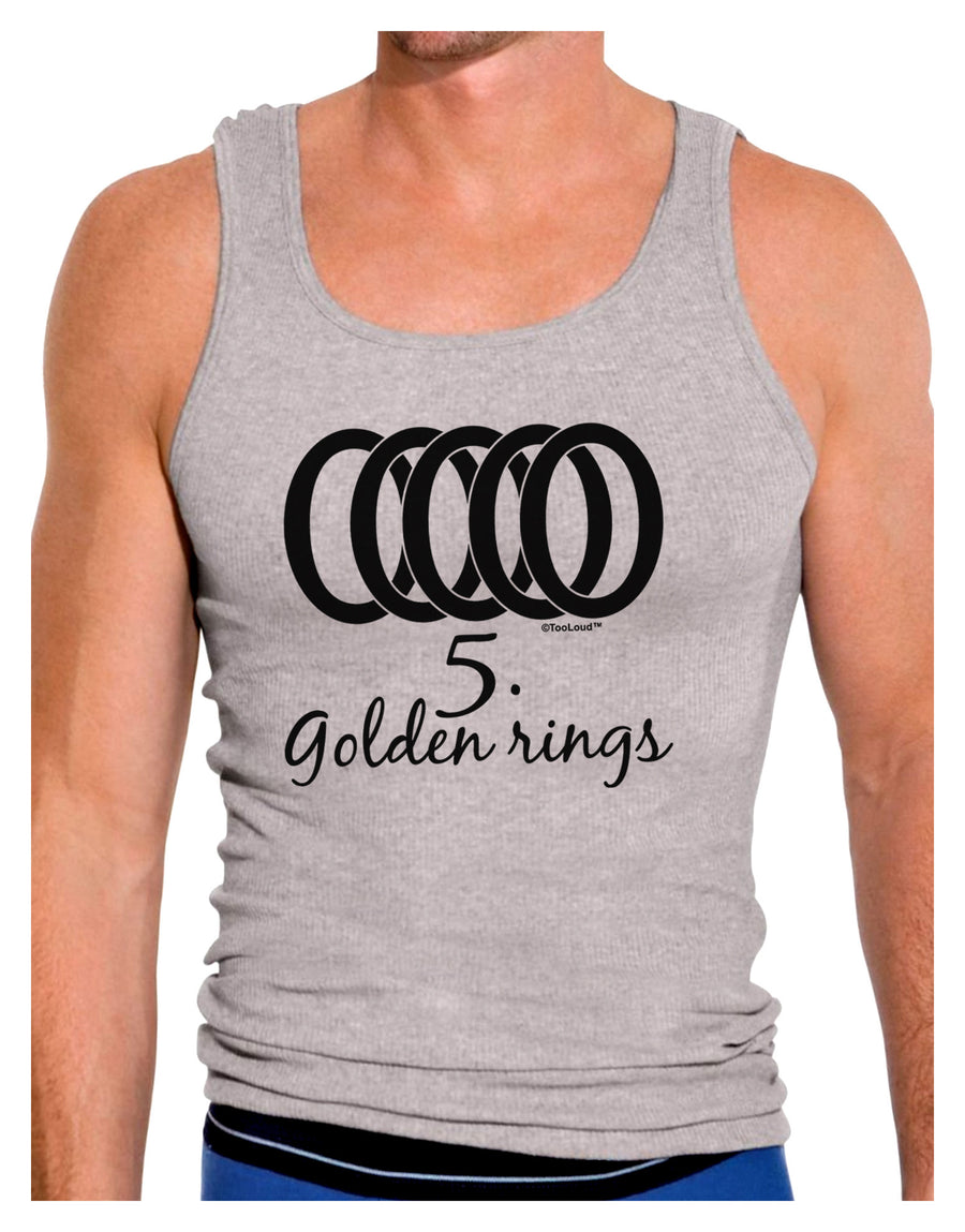 Five Golden Rings Text Mens Ribbed Tank Top-Mens Ribbed Tank Top-TooLoud-White-Small-Davson Sales