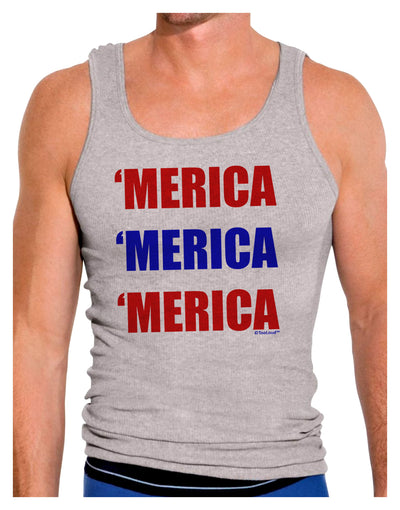 Merica Merica Merica - Red and Blue Mens Ribbed Tank Top-Mens Ribbed Tank Top-TooLoud-Heather-Gray-Small-Davson Sales