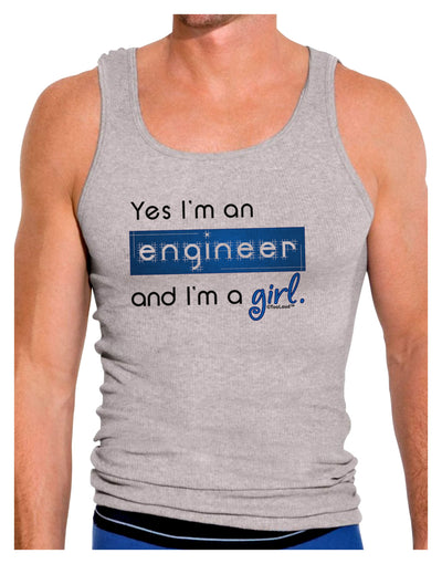 TooLoud Yes I am a Engineer Girl Mens Ribbed Tank Top-Mens Ribbed Tank Top-TooLoud-Heather-Gray-Small-Davson Sales