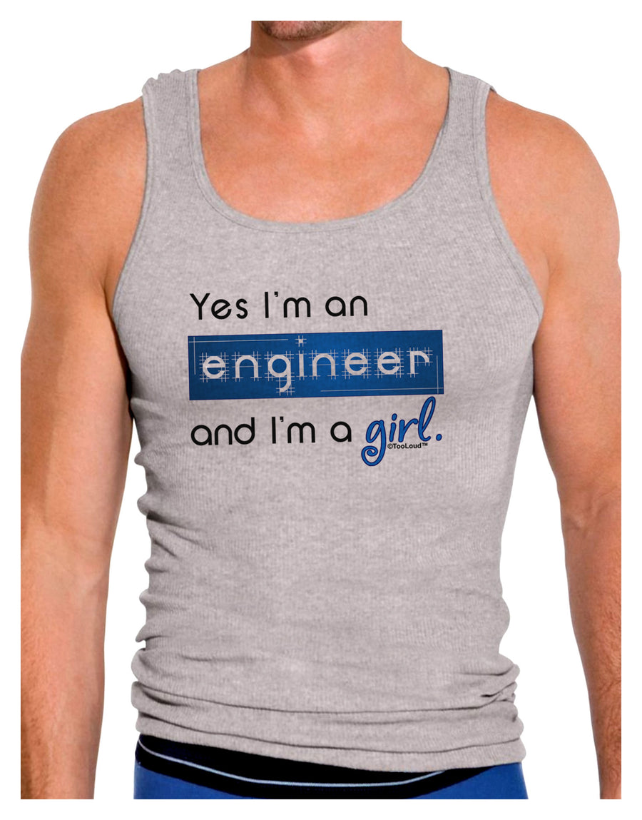 TooLoud Yes I am a Engineer Girl Mens Ribbed Tank Top-Mens Ribbed Tank Top-TooLoud-White-Small-Davson Sales