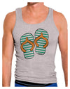 Striped Flip Flops - Teal and Orange Mens Ribbed Tank Top-Mens Ribbed Tank Top-TooLoud-Heather-Gray-Small-Davson Sales