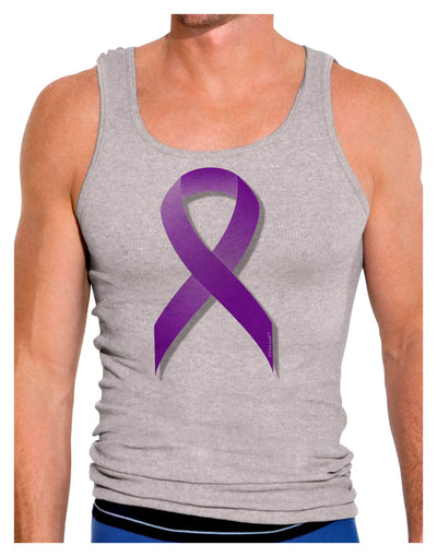 Crohn’s Disease Awareness Ribbon - Purple Mens Ribbed Tank Top-Mens Ribbed Tank Top-TooLoud-Heather-Gray-Small-Davson Sales