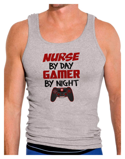 Nurse By Day Gamer By Night Mens Ribbed Tank Top-Mens Ribbed Tank Top-TooLoud-Heather-Gray-Small-Davson Sales