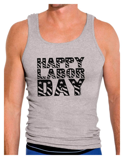 Happy Labor Day Text Mens Ribbed Tank Top-Mens Ribbed Tank Top-TooLoud-Heather-Gray-Small-Davson Sales