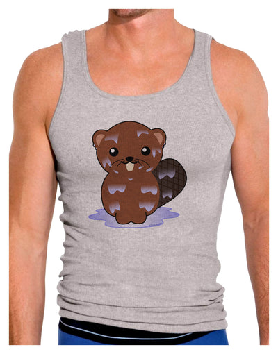 Cute Wet Beaver Mens Ribbed Tank Top-Mens Ribbed Tank Top-TooLoud-Heather-Gray-Small-Davson Sales