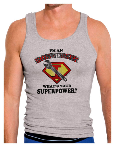 Ironworker - Superpower Mens Ribbed Tank Top-Mens Ribbed Tank Top-TooLoud-Heather-Gray-Small-Davson Sales