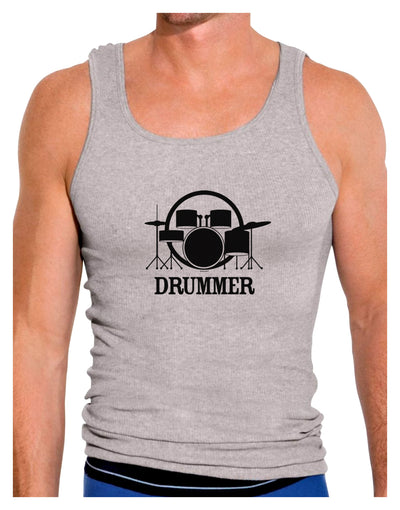 Drummer Mens Ribbed Tank Top-Mens Ribbed Tank Top-TooLoud-Heather-Gray-Small-Davson Sales