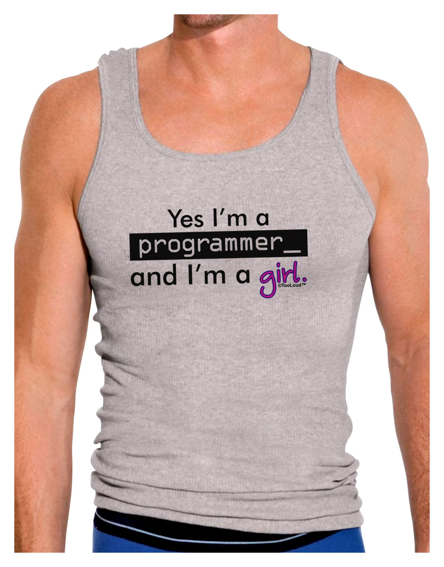 TooLoud Yes I am a Programmer Girl Mens Ribbed Tank Top-Mens Ribbed Tank Top-TooLoud-White-Small-Davson Sales