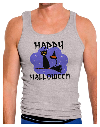 TooLoud Witch Cat Mens Ribbed Tank Top