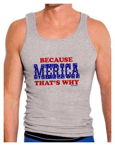 Because Merica That's Why Mens Ribbed Tank Top-Mens Ribbed Tank Top-TooLoud-Heather-Gray-Small-Davson Sales