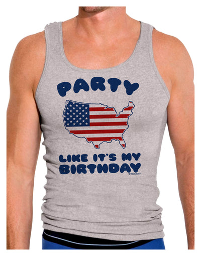 Party Like It's My Birthday - 4th of July Mens Ribbed Tank Top-Mens Ribbed Tank Top-TooLoud-Heather-Gray-Small-Davson Sales