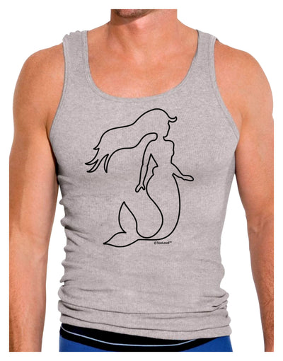 Mermaid Outline Mens Ribbed Tank Top-Mens Ribbed Tank Top-TooLoud-Heather-Gray-Small-Davson Sales