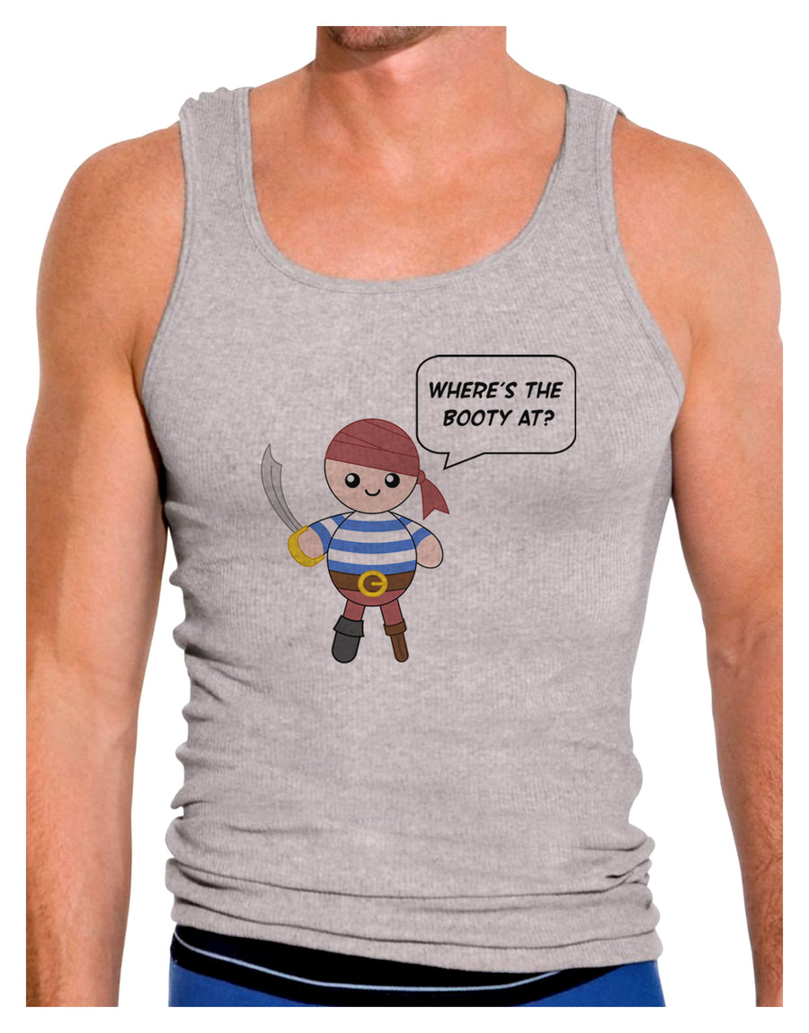 Where's the Booty At - Petey the Pirate Mens Ribbed Tank Top-Mens Ribbed Tank Top-TooLoud-White-Small-Davson Sales