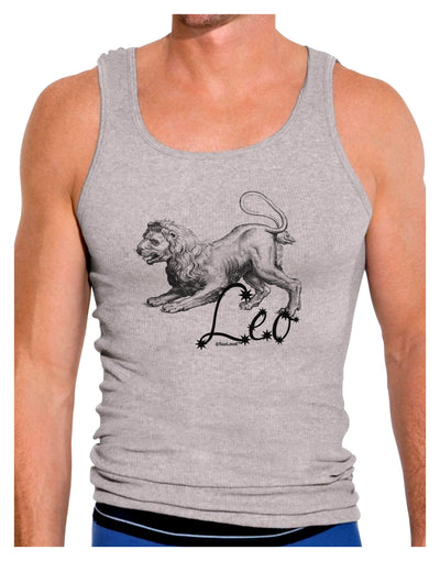 Leo Illustration Mens Ribbed Tank Top-Mens Ribbed Tank Top-TooLoud-Heather-Gray-Small-Davson Sales