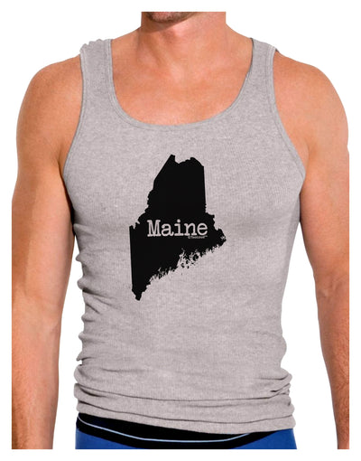 Maine - United States Shape Mens Ribbed Tank Top by TooLoud-Mens Ribbed Tank Top-TooLoud-Heather-Gray-Small-Davson Sales