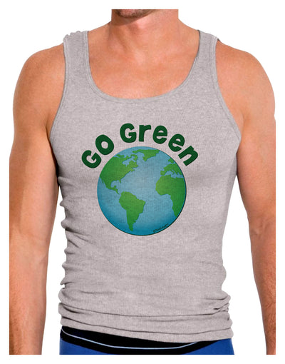 Go Green - Planet Earth Mens Ribbed Tank Top-Mens Ribbed Tank Top-TooLoud-Heather-Gray-Small-Davson Sales