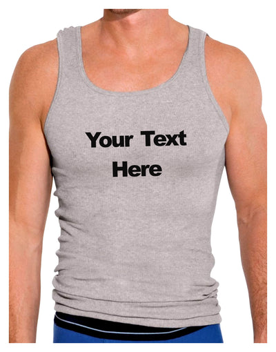 Enter Your Own Words Customized Text Mens Ribbed Tank Top-Mens Ribbed Tank Top-TooLoud-Heather-Gray-Small-Davson Sales