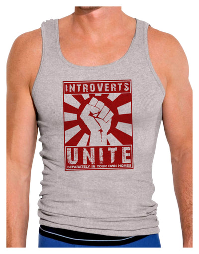 Introverts Unite Funny Mens Ribbed Tank Top by TooLoud-Mens Ribbed Tank Top-TooLoud-Heather-Gray-Small-Davson Sales
