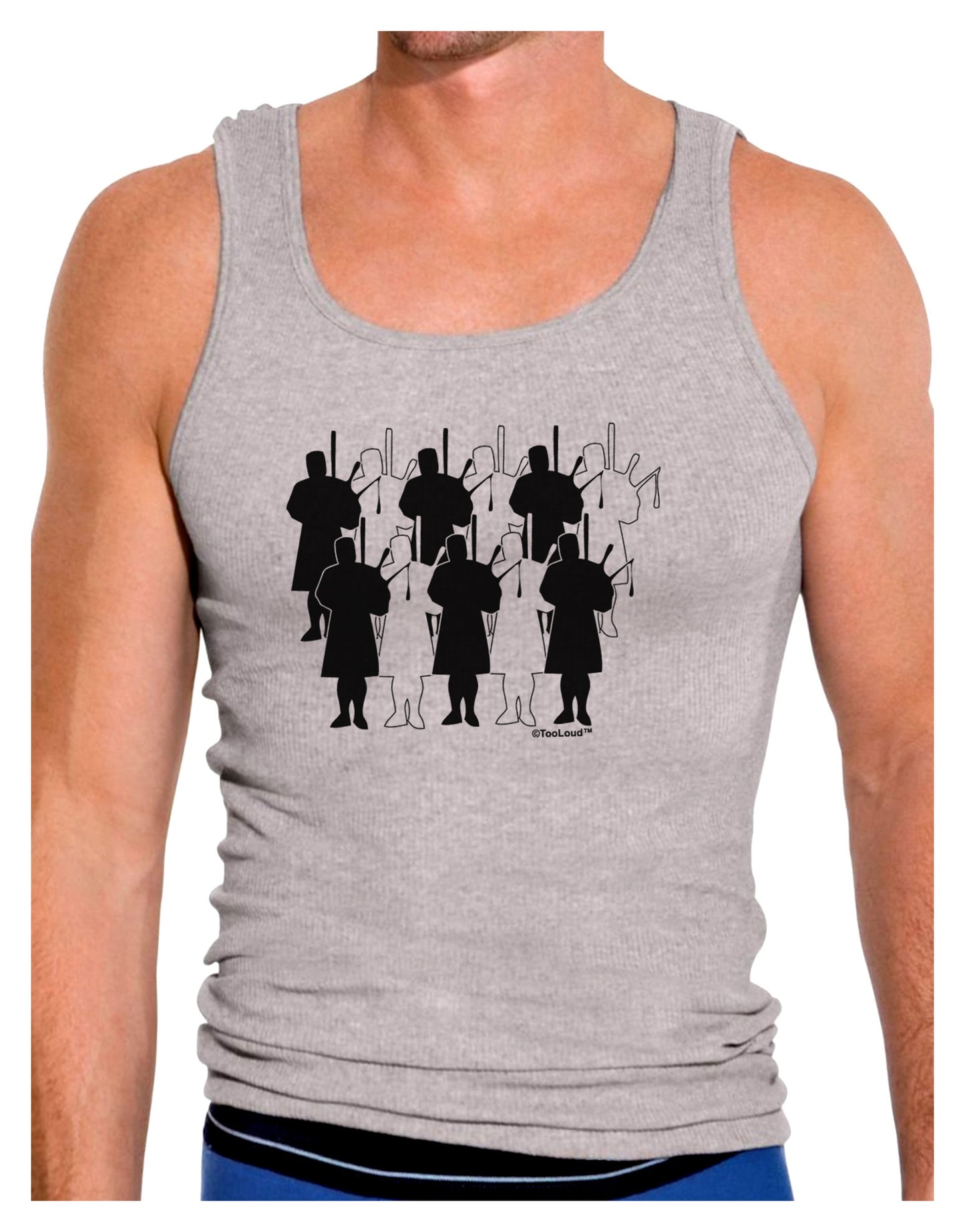 Eleven Pipers Piping Mens Ribbed Tank Top-Mens Ribbed Tank Top-TooLoud-Heather-Gray-Small-Davson Sales
