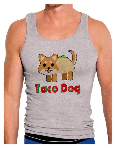 Cute Taco Dog Text Mens Ribbed Tank Top-Mens Ribbed Tank Top-TooLoud-Heather-Gray-Small-Davson Sales