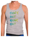 Suns Out Guns Out - Gradient Colors Mens Ribbed Tank Top-Mens Ribbed Tank Top-TooLoud-Heather-Gray-Small-Davson Sales