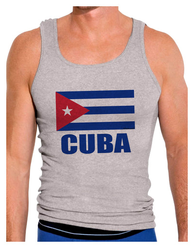 Cuba Flag Cuban Pride Mens Ribbed Tank Top by TooLoud-Mens Ribbed Tank Top-TooLoud-Heather-Gray-Small-Davson Sales