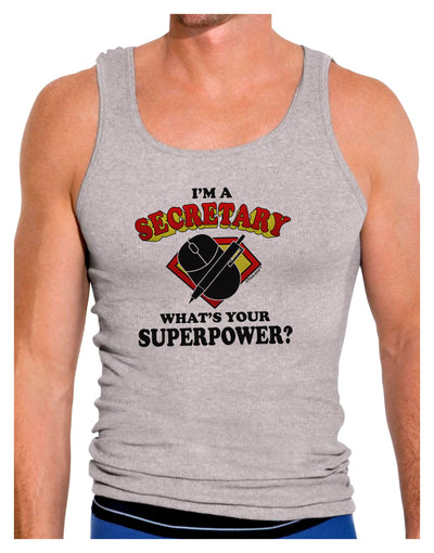 Secretary - Superpower Mens Ribbed Tank Top-Mens Ribbed Tank Top-TooLoud-Heather-Gray-Small-Davson Sales