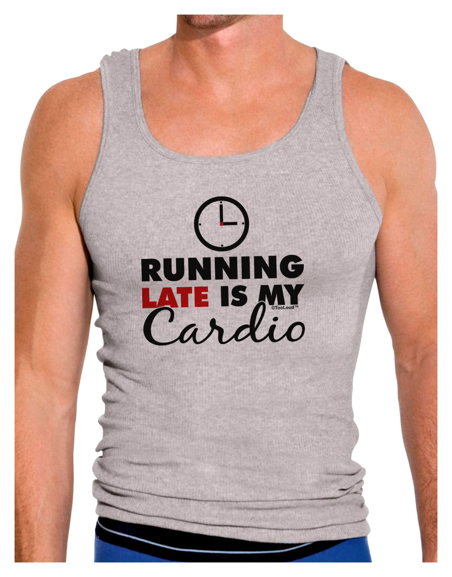 Running Late Is My Cardio Mens Ribbed Tank Top-Mens Ribbed Tank Top-TooLoud-White-Small-Davson Sales