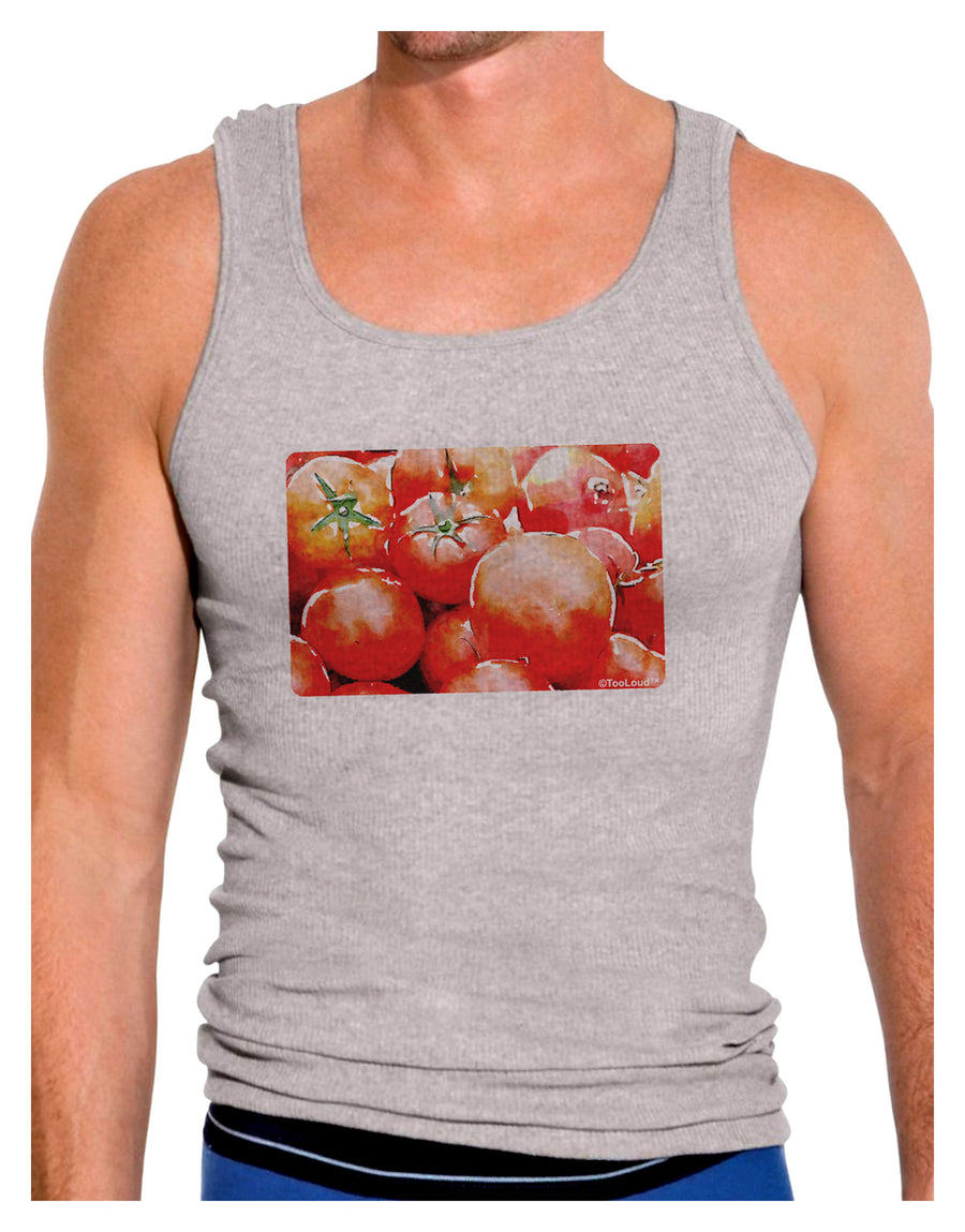 Watercolor Tomatoes Mens Ribbed Tank Top-Mens Ribbed Tank Top-TooLoud-White-Small-Davson Sales