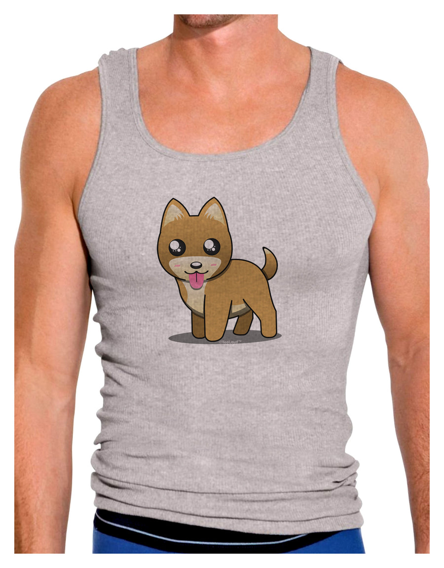 Kawaii Standing Puppy Mens Ribbed Tank Top-Mens Ribbed Tank Top-TooLoud-White-Small-Davson Sales