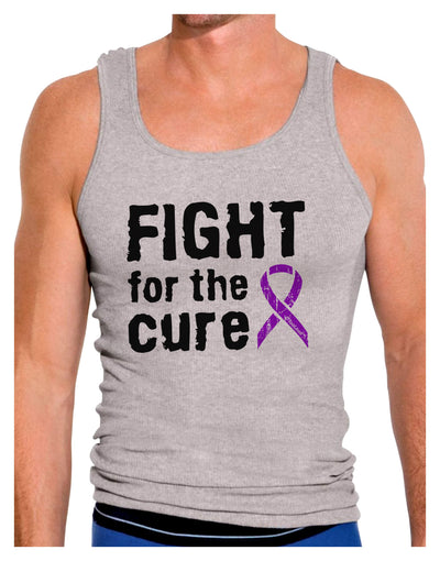 Fight for the Cure - Purple Ribbon Crohn’s Disease Mens Ribbed Tank Top-Mens Ribbed Tank Top-TooLoud-Heather-Gray-Small-Davson Sales