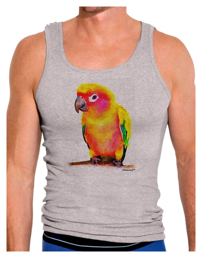 Sun Conure Parrot Watercolor Mens Ribbed Tank Top-Mens Ribbed Tank Top-TooLoud-Heather-Gray-Small-Davson Sales