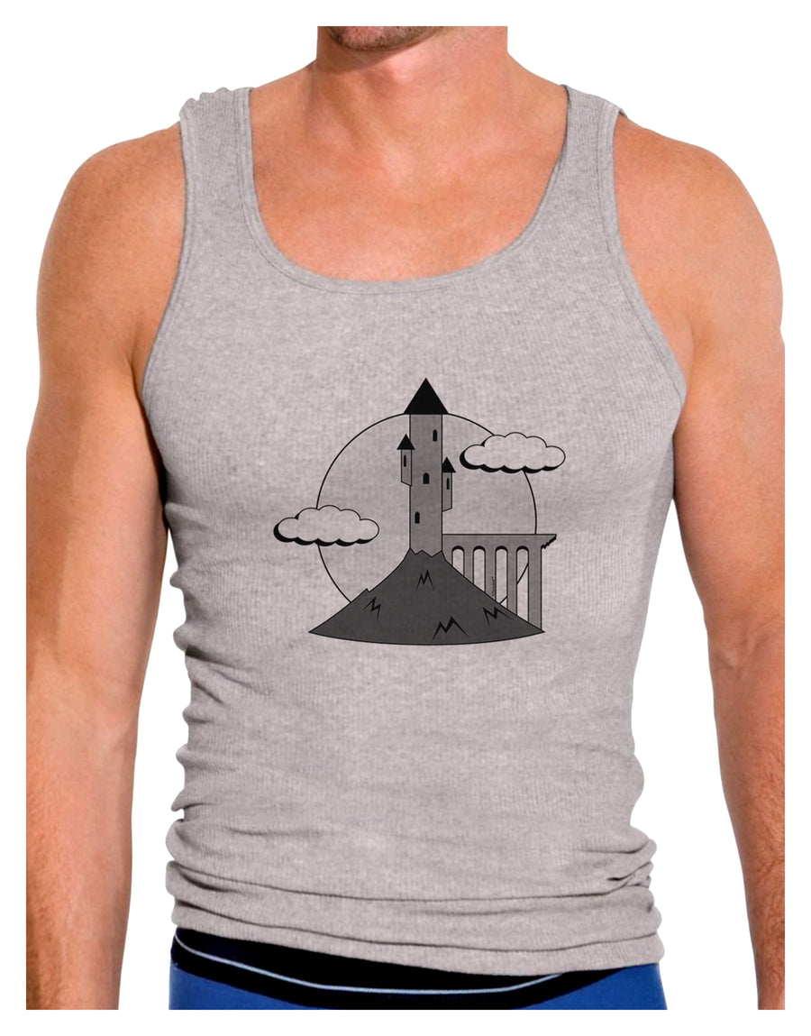 Moonlit Wizard Tower - Grayscale Mens Ribbed Tank Top-Mens Ribbed Tank Top-TooLoud-White-Small-Davson Sales