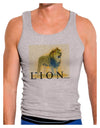 Lion Watercolor 1 Text Mens Ribbed Tank Top-Mens Ribbed Tank Top-TooLoud-Heather-Gray-Small-Davson Sales