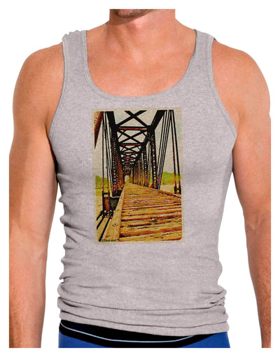 Colorado Bridge Watercolor Mens Ribbed Tank Top-Mens Ribbed Tank Top-TooLoud-Heather-Gray-Small-Davson Sales