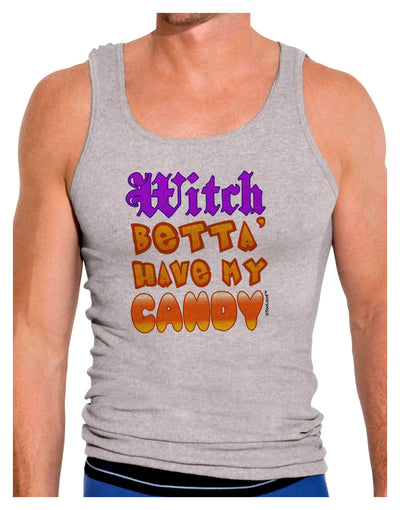 TooLoud Witch Betta Have My Candy Color Mens Ribbed Tank Top-Mens Ribbed Tank Top-TooLoud-Heather-Gray-Small-Davson Sales