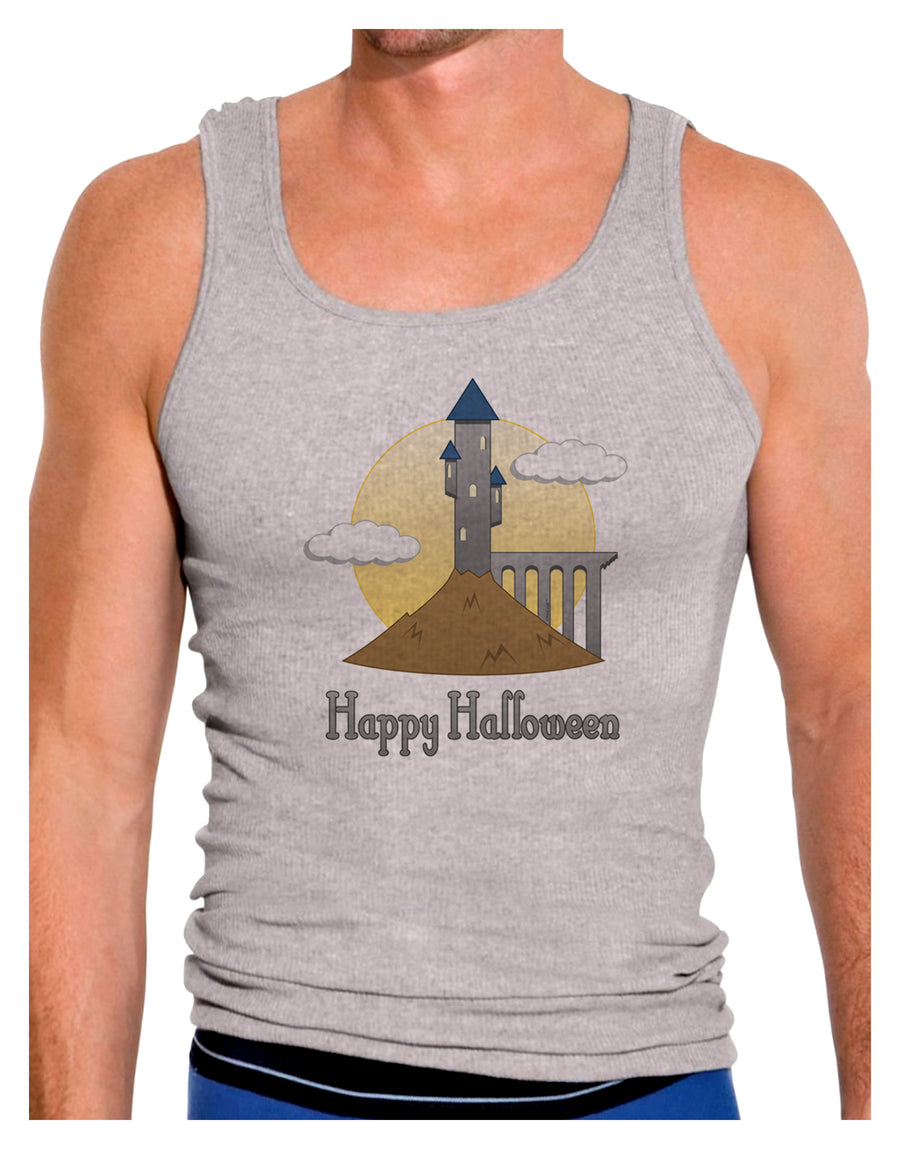 Moonlit Wizard Tower - Happy Halloween Mens Ribbed Tank Top-Mens Ribbed Tank Top-TooLoud-White-Small-Davson Sales