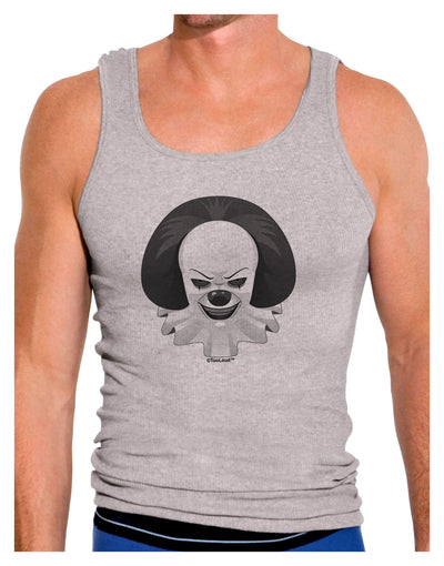 Scary Clown Grayscale Mens Ribbed Tank Top-Mens Ribbed Tank Top-TooLoud-Heather-Gray-Small-Davson Sales