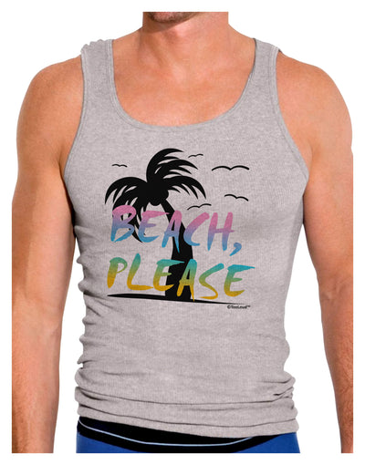 Beach Please - Summer Colors with Palm Trees Mens Ribbed Tank Top-Mens Ribbed Tank Top-TooLoud-Heather-Gray-Small-Davson Sales