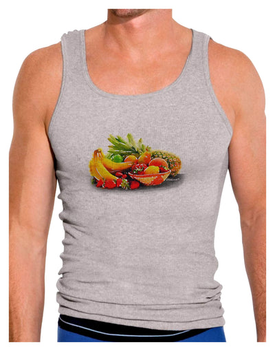 Watercolor Fruit Bowl 1 Mens Ribbed Tank Top-Mens Ribbed Tank Top-TooLoud-Heather-Gray-Small-Davson Sales