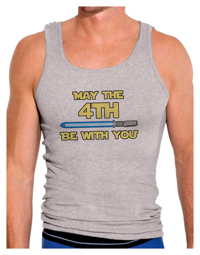 4th Be With You Beam Sword 2 Mens Ribbed Tank Top-Mens Ribbed Tank Top-TooLoud-Heather-Gray-Small-Davson Sales