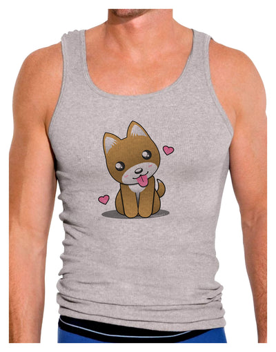 Kawaii Puppy Mens Ribbed Tank Top-Mens Ribbed Tank Top-TooLoud-Heather-Gray-Small-Davson Sales